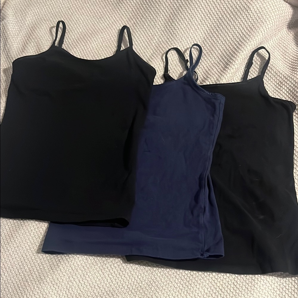 Kid’s Black and Blue Camisole Tops with Built-in Bra